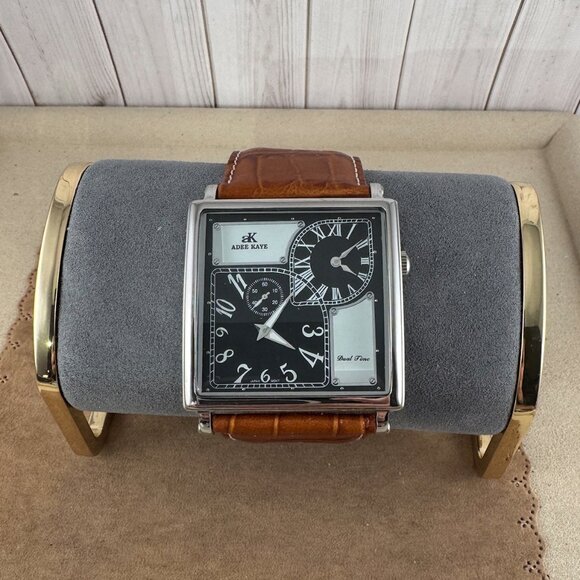 Square ADEE KAYE AK410-M Multi Dual Time Men's Quartz Wristwatch Like New WT - Picture 9 of 9